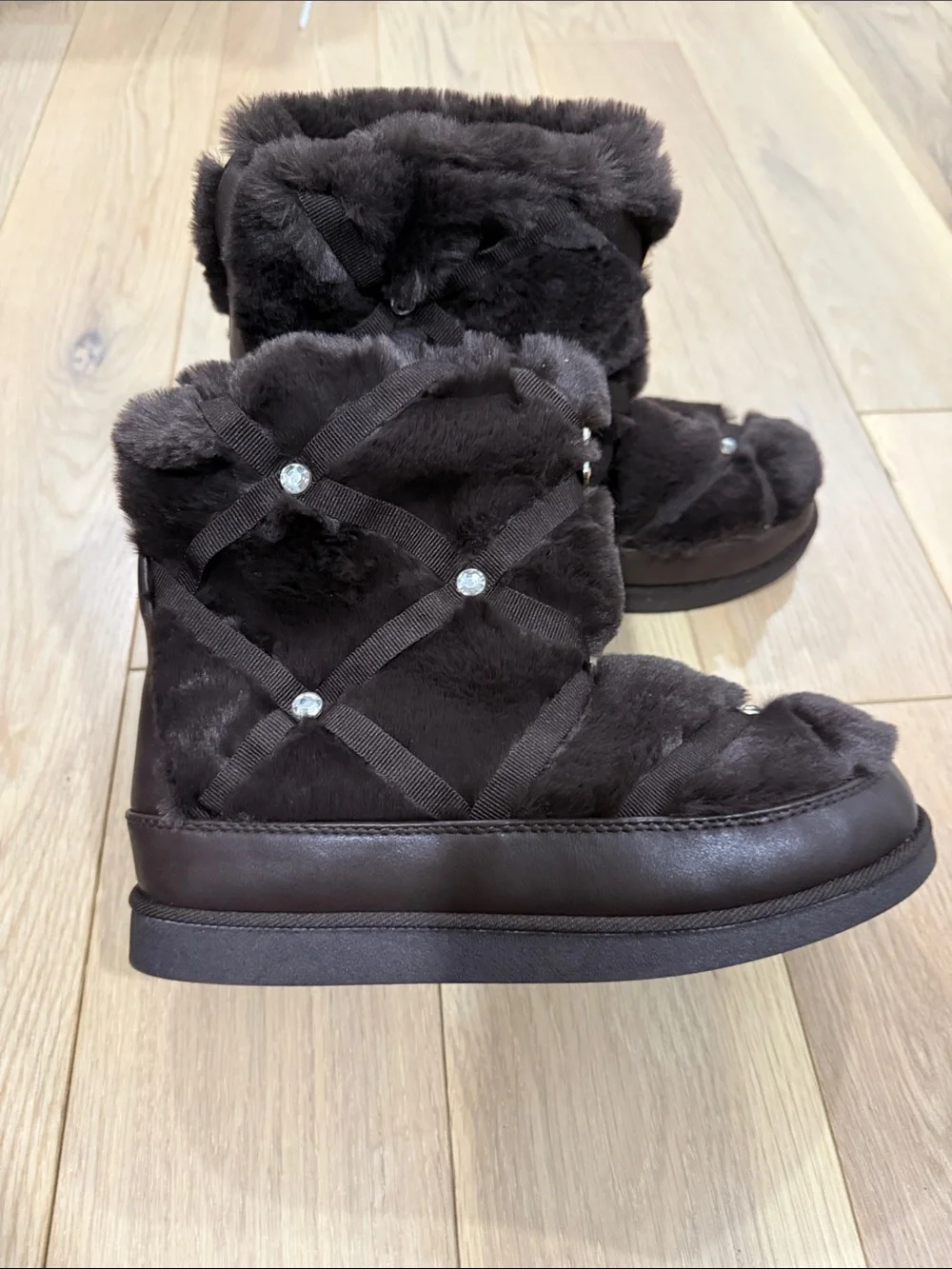 Juicy Couture Women’s Brown Faux-Fur Winter Boots